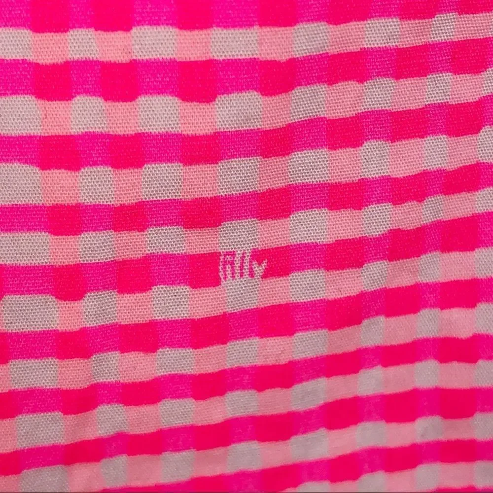 LILLY PULITZER | Thyme Hotty Pink Gingham Ruffle Pencil Skirt Women’s Size 2